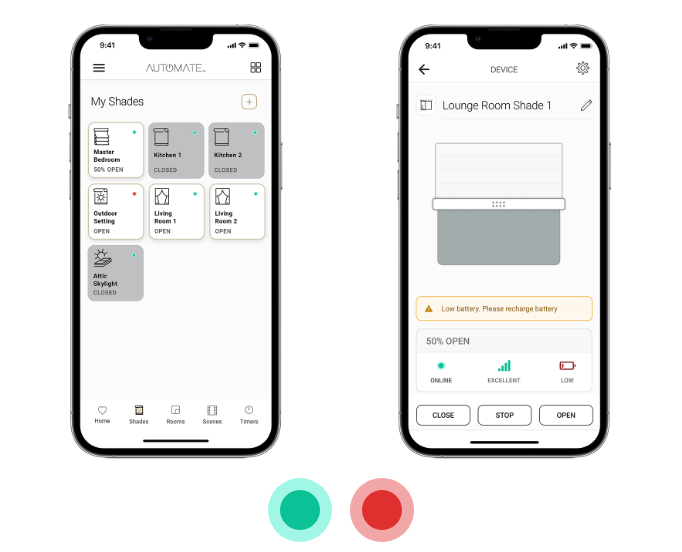 shade status ligh indicator - automate app help